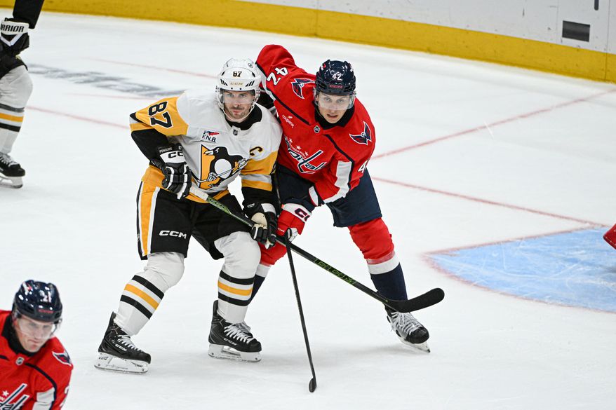 The Washington Capitals in action during the third period of an NHL game against the Pittsburgh Penguins at Capital One Arena in Washington D.C., October 7, 2026. (Photo by All-Pro Reels for the Washington Times)
