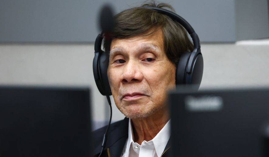 Former Philippine President Rodrigo Duterte appears before the International Criminal Court in The Hague, Netherlands, Wednesday, Sept. 16, 2026. (Piroschka van de Wouw/Pool Photo via AP)