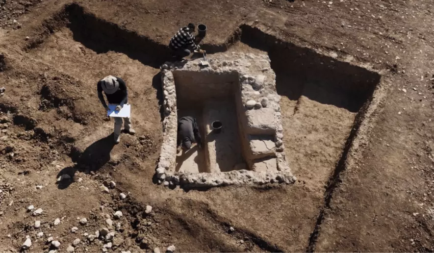 The purification bath as discovered on site (Credit: Israel Antiquities Authority)