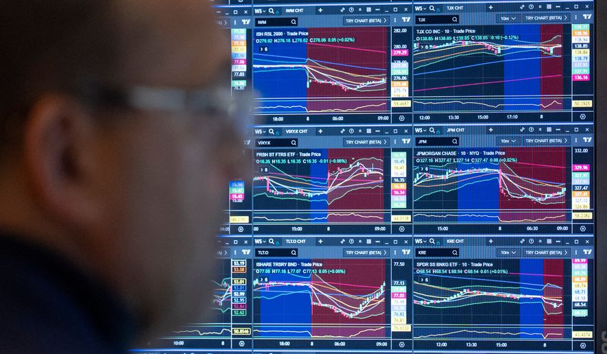Specialist Anthony Matesic works on the floor of the New York Stock Exchange, Thursday, Oct. 8, 2026, in New York. (AP Photo/Yuki Iwamura)