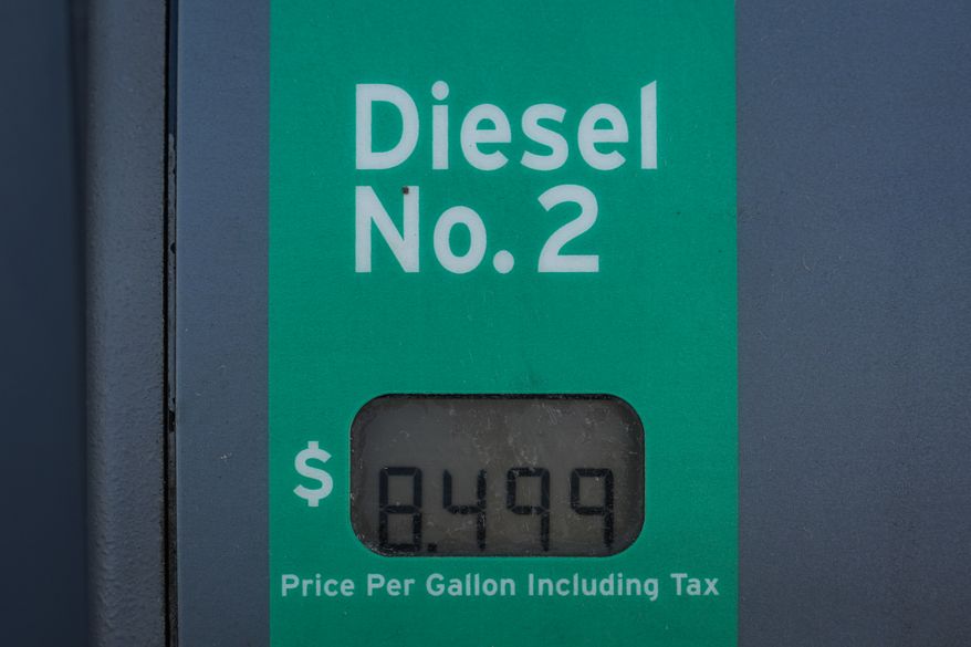 A diesel fuel price is displayed on a pump in Brea, Calif., Thursday, Sept. 10, 2026. (AP Photo/Jae C. Hong)