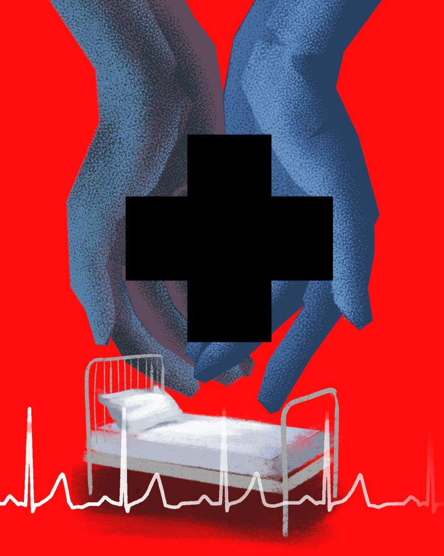 Medical community's acceptance of euthanasia (assisted dying) illustration by Linas Garsys / The Washington Times