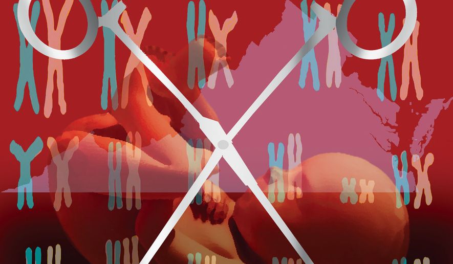 Abortion on demand in Virginia illustration by Alexander Hunter/The Washington Times