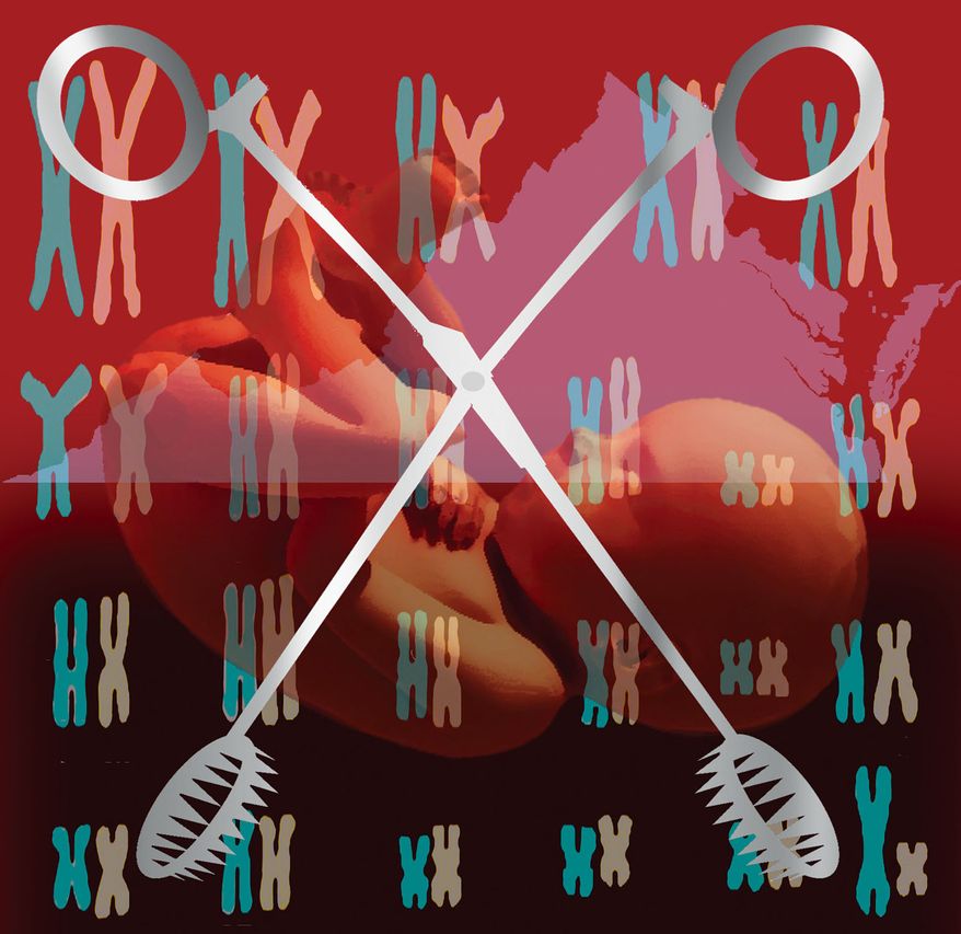 Abortion on demand in Virginia illustration by Alexander Hunter/The Washington Times