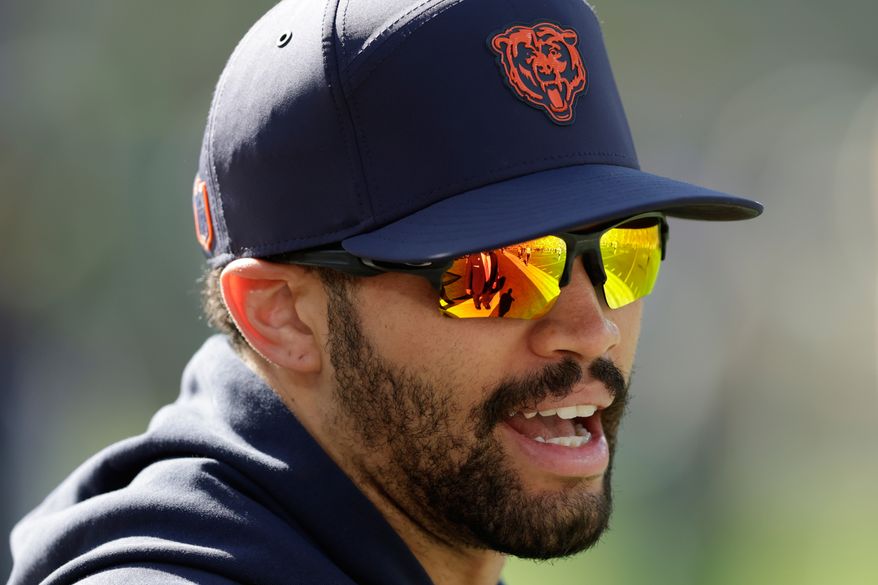 Chicago Bears' Caleb Williams is seen before an NFL football game against the Green Bay Packers in Green Bay, Wis., Sunday, Oct. 11, 2026. (AP Photo/Matt Ludtke)
