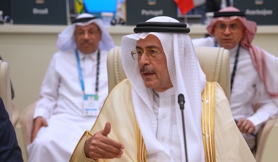 Aramco CEO Amin Al-Nasser attends the 17th Ministerial Meeting of the International Energy Forum (IEF), in Riyadh, Saudi Arabia, Sunday, Oct. 11, 2026. (AP Photo/Baraa Anwer)