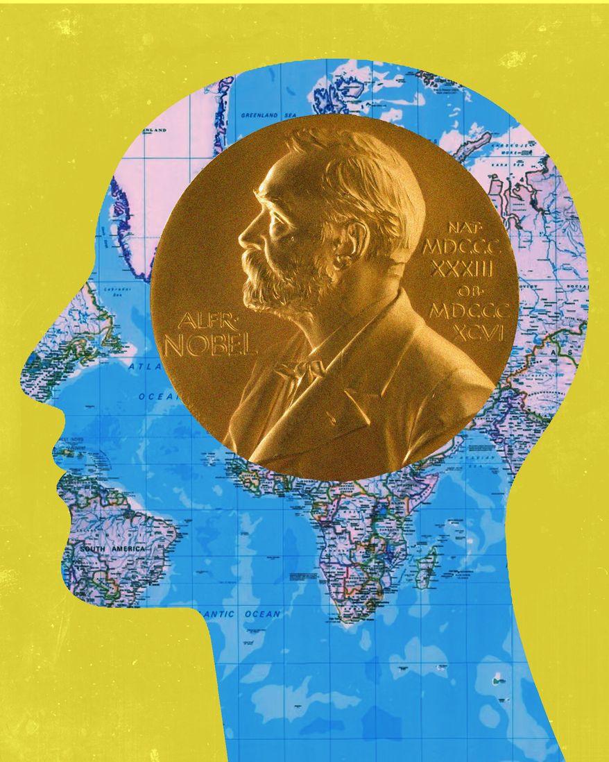 When the Nobel Peace Prize rewards ideology over courage. Illustration by Linas Garsys / The Washington Times.