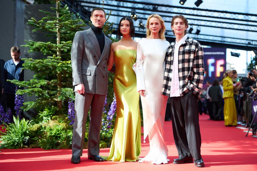 Travis Knight, from left, Peyton Elizabeth Lee, Carey Mulligan and Jacob Tremblay pose for photographers upon arrival at the premiere for the film "Wildwood" as part of the London film festival in London, Sunday, Oct. 11, 2026. (Photo by Scott A Garfitt/Invision/AP)