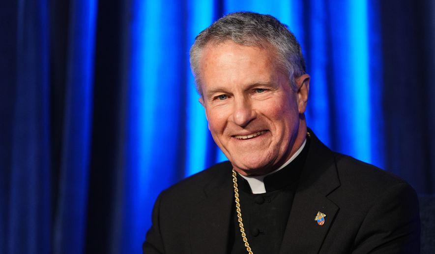 Military Services Archbishop Timothy Broglio, the president of the United States Conference of Catholic Bishops, speaks during a press conference at a plenary assembly in Baltimore on Nov. 11, 2025. (AP Photo/Stephanie Scarbrough, File)
