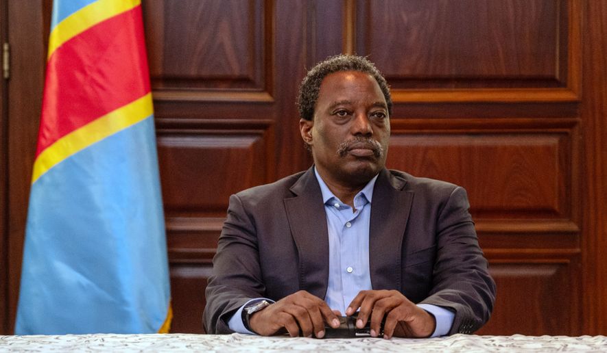 Joseph Kabila, former president of the Democratic Republic of the Congo, during the announcement of the creation of the Front pour la refondation de la nation (FRN), or Front for the Refoundation of the Nation, in Goma, eastern Congo, Monday, Oct. 12, 2026. (AP Photo/Moses Sawasawa)