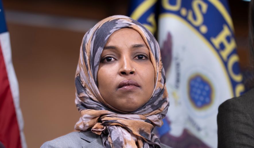 Rep. Ilhan Omar, D-Minn., takes questions during a news conference at the U.S. Capitol in Washington, Jan. 13, 2026. (AP Photo/J. Scott Applewhite, File)