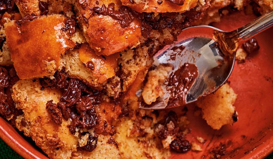 This image released by Voracious shows a recipe for pudín de pan from the cookbook "Pan y Dulce" by Bryan Ford. (Brittany Conerly/Voracious via AP)