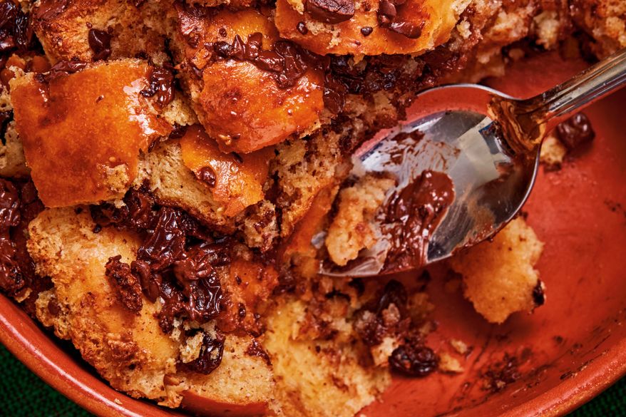 This image released by Voracious shows a recipe for pudín de pan from the cookbook "Pan y Dulce" by Bryan Ford. (Brittany Conerly/Voracious via AP)