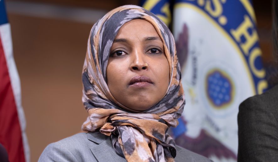 Rep. Ilhan Omar, D-Minn., takes questions during a news conference at the Capitol in Washington, Jan. 13, 2026. (AP Photo/J. Scott Applewhite, File)
