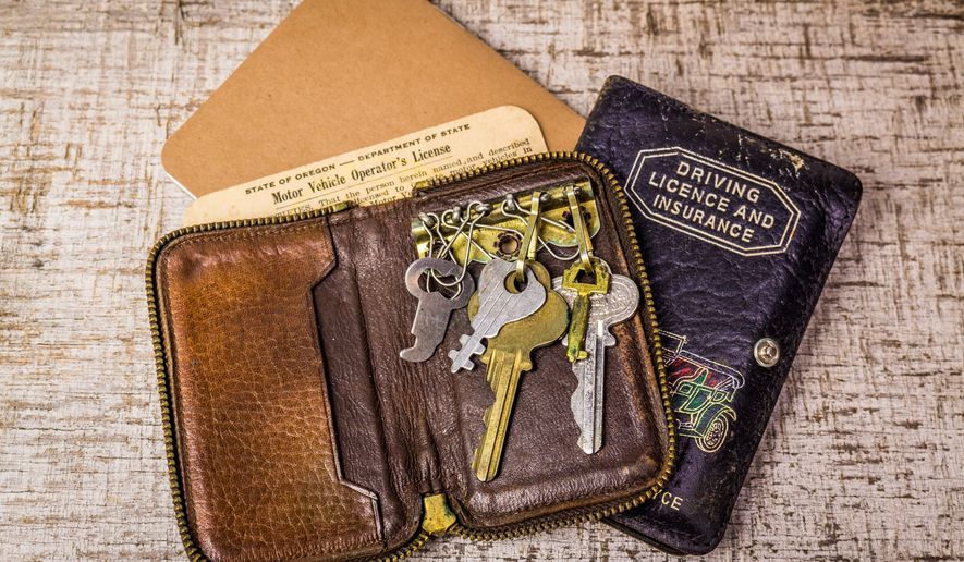 FILE photo of an old leather key holder and wallet with a vintage driver's license. (Photo by CL Shebley on Shutterstock)