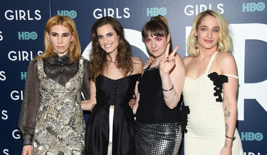 Actresses Zosia Mamet, left, Allison Williams, Lena Dunham and Jemima Kirke pose together at HBO's "Girls" sixth and final season premiere at Alice Tully Hall on Feb. 2, 2017, in New York. (Photo by Evan Agostini/Invision/AP, File)