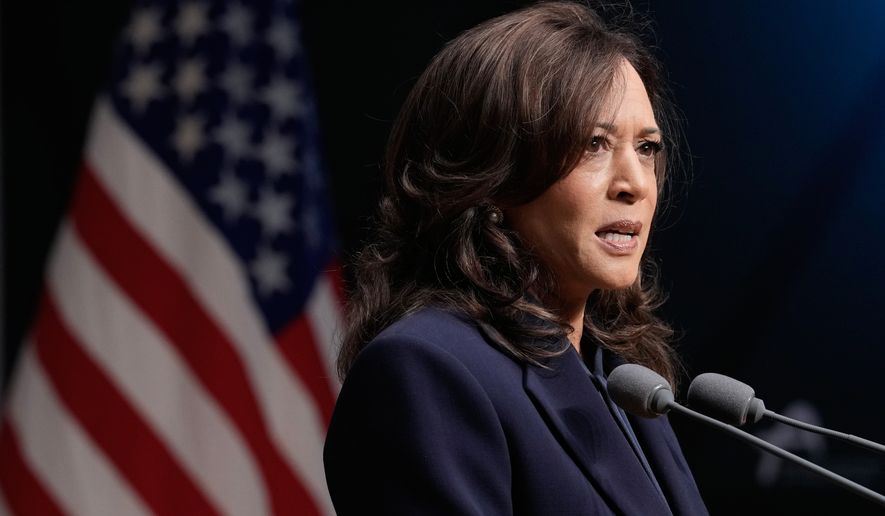 Former U.S. Vice President Kamala Harris speaks during a special lecture titled "American Leadership and the Future of Alliances" at the Asan Institute for Policy Studies in Seoul, South Korea, Wednesday, Oct. 14, 2026. (AP Photo/Ahn Young-joon)