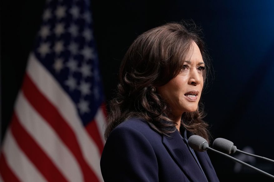 Former U.S. Vice President Kamala Harris speaks during a special lecture titled "American Leadership and the Future of Alliances" at the Asan Institute for Policy Studies in Seoul, South Korea, Wednesday, Oct. 14, 2026. (AP Photo/Ahn Young-joon)