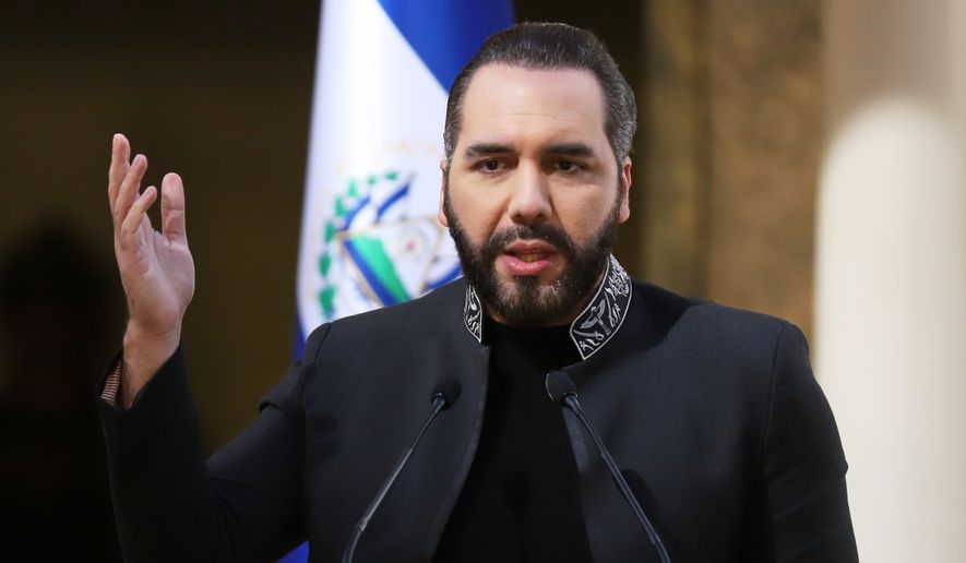 El Salvador's President Nayib Bukele speaks at the National Palace as he hosts a meeting with U.S. congresspeople in San Salvador, El Salvador, Jan. 19, 2026. (AP Photo/Salvador Melendez, File)