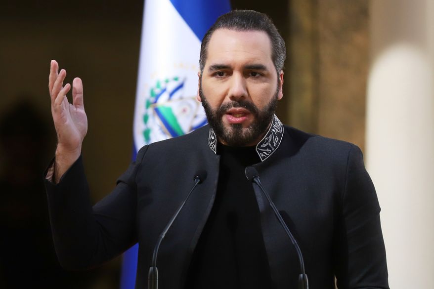 El Salvador's President Nayib Bukele speaks at the National Palace as he hosts a meeting with U.S. congresspeople in San Salvador, El Salvador, Jan. 19, 2026. (AP Photo/Salvador Melendez, File)