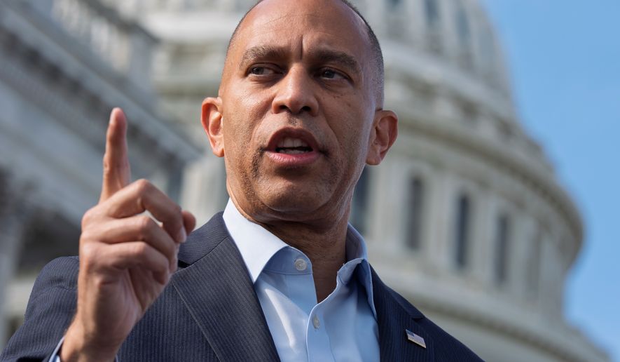 House Democratic Leader Hakeem Jeffries of New York speaks during a news conference at the Capitol in Washington, Wednesday, Sept. 30, 2026. (AP Photo/J. Scott Applewhite)