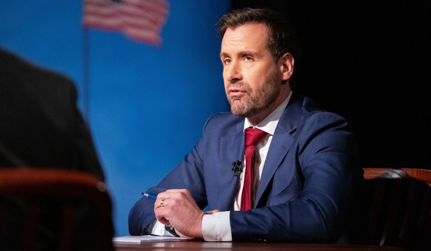 U.S. Senate candidate Rep. Josh Turek, D-Council Bluffs, speaks during a debate on Wednesday, Oct. 7, 2026, in Johnston, Iowa. (Cody Scanlan/The Des Moines Register via AP, Pool)