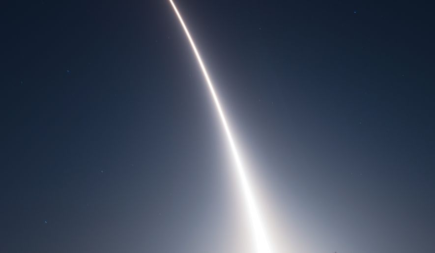 A Minotaur I rocket carrying an unarmed Mk21A reentry vehicle launches from Vandenberg Space Force Base, Calif., at 11:01 p.m. June 17, 2024. After attaining full operational capability, the Mk21A RV will be integrated on the nation’s intercontinental ballistic missile weapon system. The Mk21A program is currently in early development and overseen by the Air Force Nuclear Weapons Center. (U.S. Space Force photo by Senior Airman Kadielle Shaw) ** FILE **