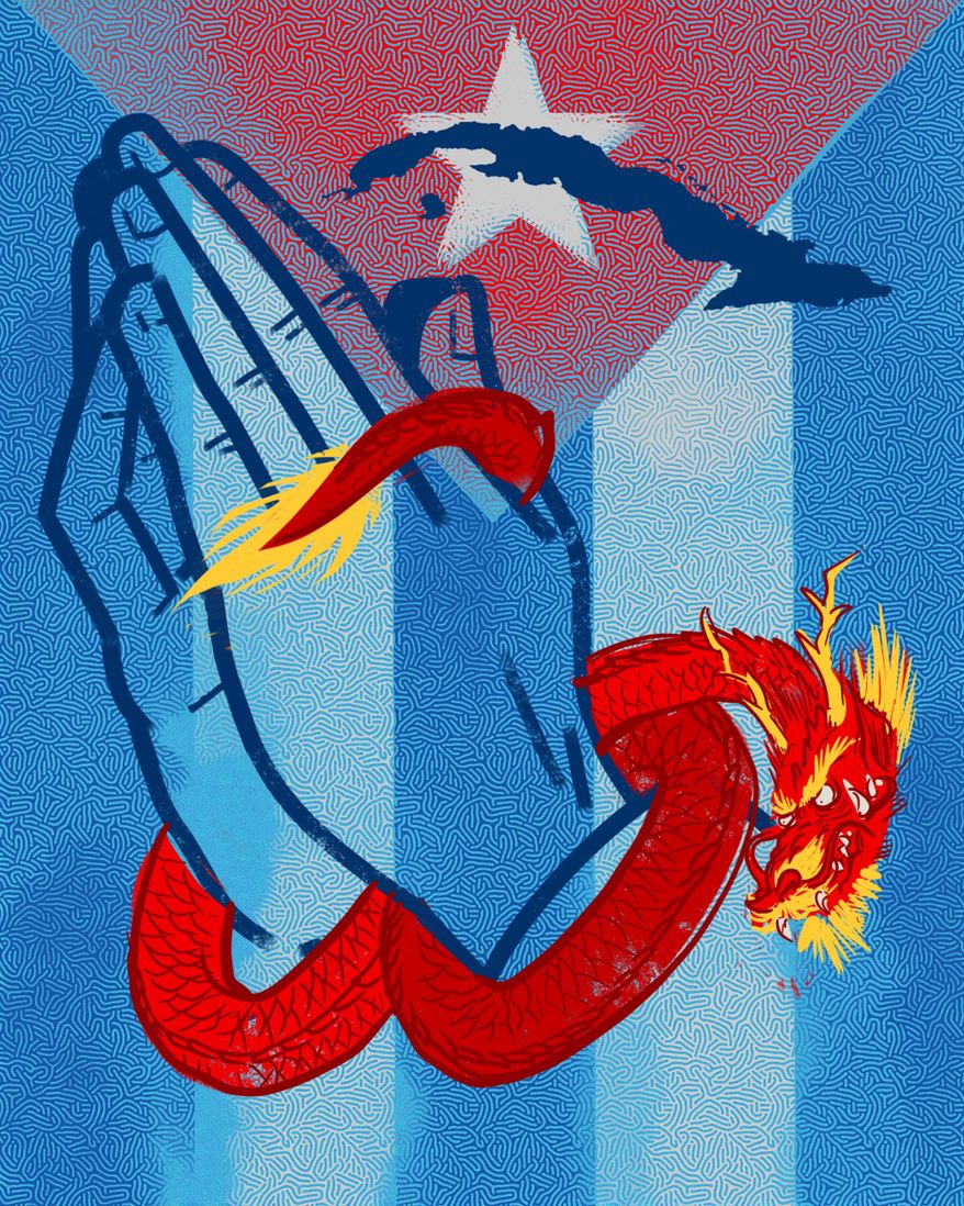 China's threat in Cuba goes beyond spying. Illustration by Linas Garsys / The Washington Times.