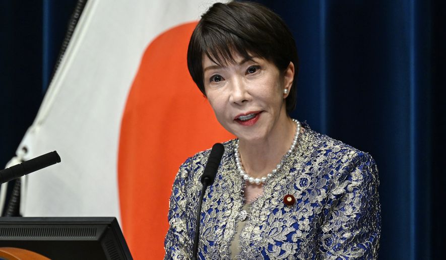 FILE - Japan's Prime Minister Sanae Takaichi speaks during a news conference at the prime minister's office in Tokyo, Sept. 17, 2026. (Rie Kikuchi/Pool Photo via AP, File)