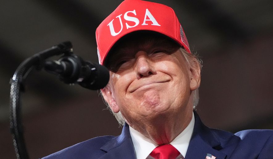 President Donald Trump speaks at a campaign rally at Majestic Valley Arena, Wednesday, Oct. 14, 2026, in Kalispell, Mont. (AP Photo/Alex Brandon)