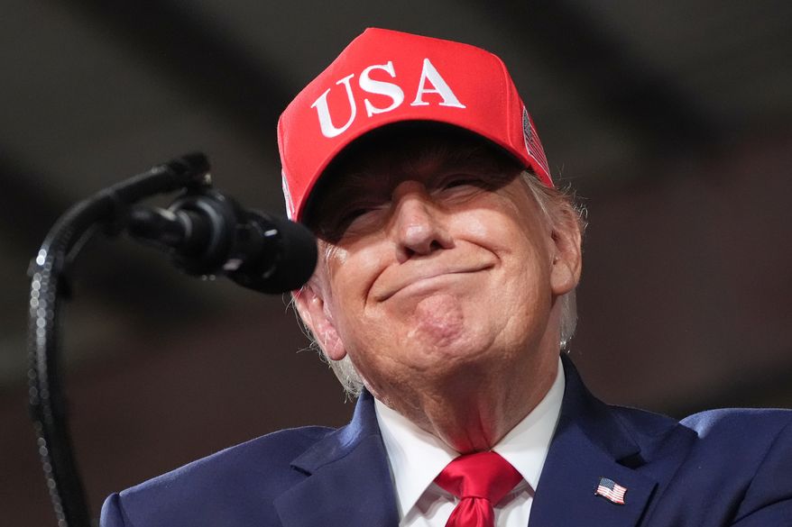President Donald Trump speaks at a campaign rally at Majestic Valley Arena, Wednesday, Oct. 14, 2026, in Kalispell, Mont. (AP Photo/Alex Brandon)