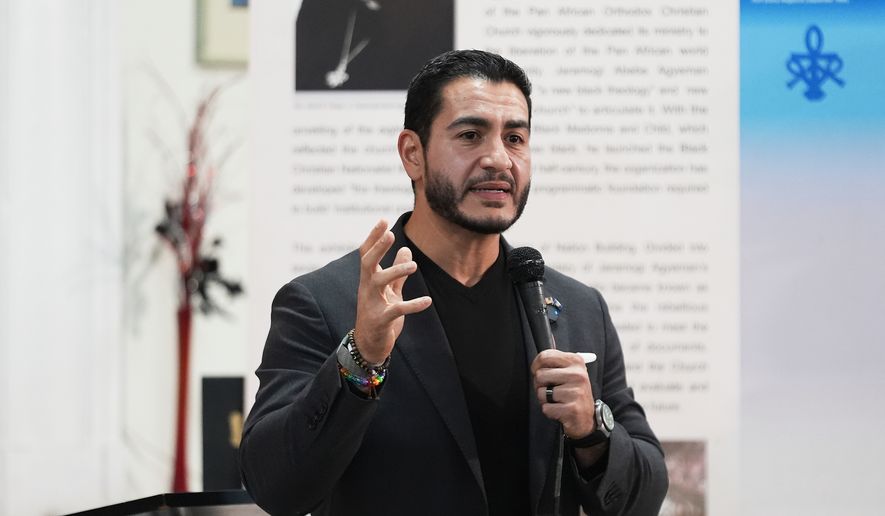 Democratic nominee for U.S. Senate Abdul El-Sayed speaks during a campaign event Wednesday, Oct. 14, 2026, in Detroit. (AP Photo/Paul Sancya)