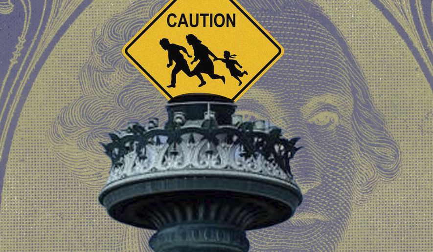 Costs of open borders and illegal immigrants illustration by Linas Garsys / The Washington Times