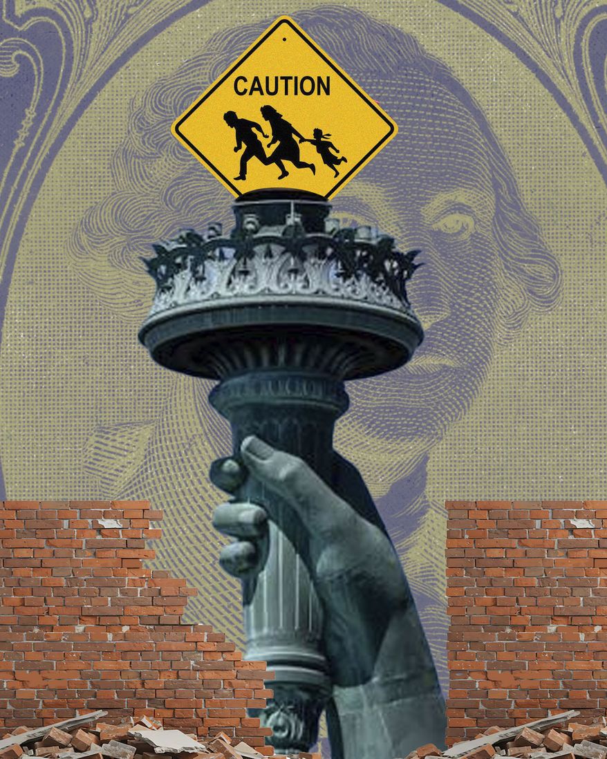 Costs of open borders and illegal immigrants illustration by Linas Garsys / The Washington Times