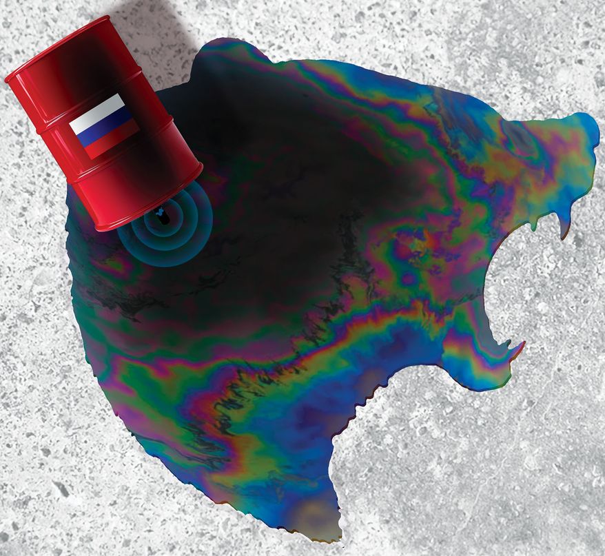 Russian diesel illustration by Alexander Hunter/The Washington Times