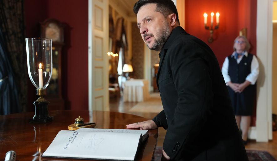 Ukrainian President Volodymyr Zelenskyy meets Norway's King Haakon in Oslo, Norway, Tuesday, Oct. 20, 2026. (Ole Berg-Rusten/NTB Scanpix via AP)