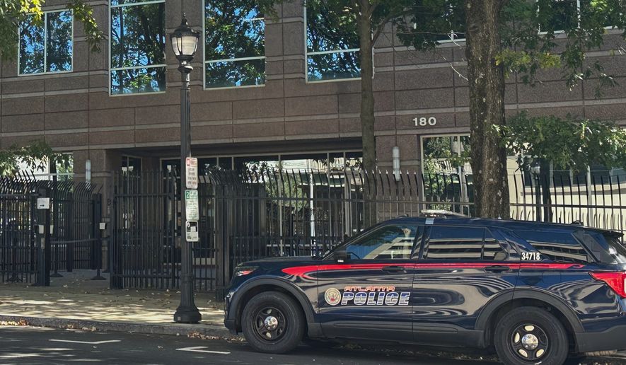 A building that houses offices of U.S. Immigration and Customs Enforcement in downtown Atlanta is shown on Wednesday, Oct. 21, 2026. (AP Photo/Kate Brumback)
