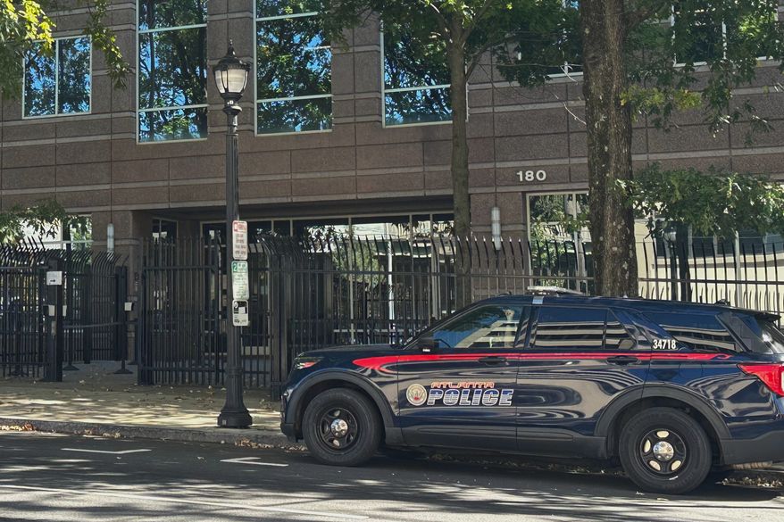 A building that houses offices of U.S. Immigration and Customs Enforcement in downtown Atlanta is shown on Wednesday, Oct. 21, 2026. (AP Photo/Kate Brumback)