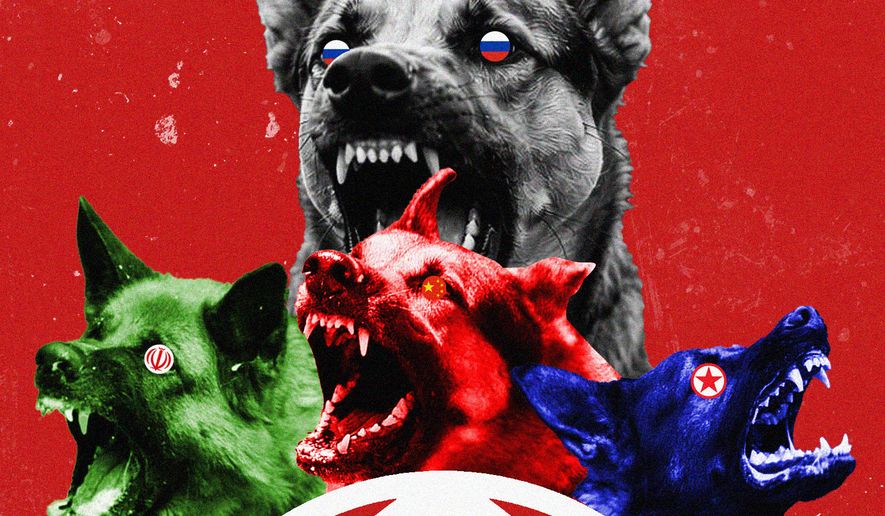 Russia, China, Iran and North Korea alliance illustration by Linas Garsys / The Washington Times