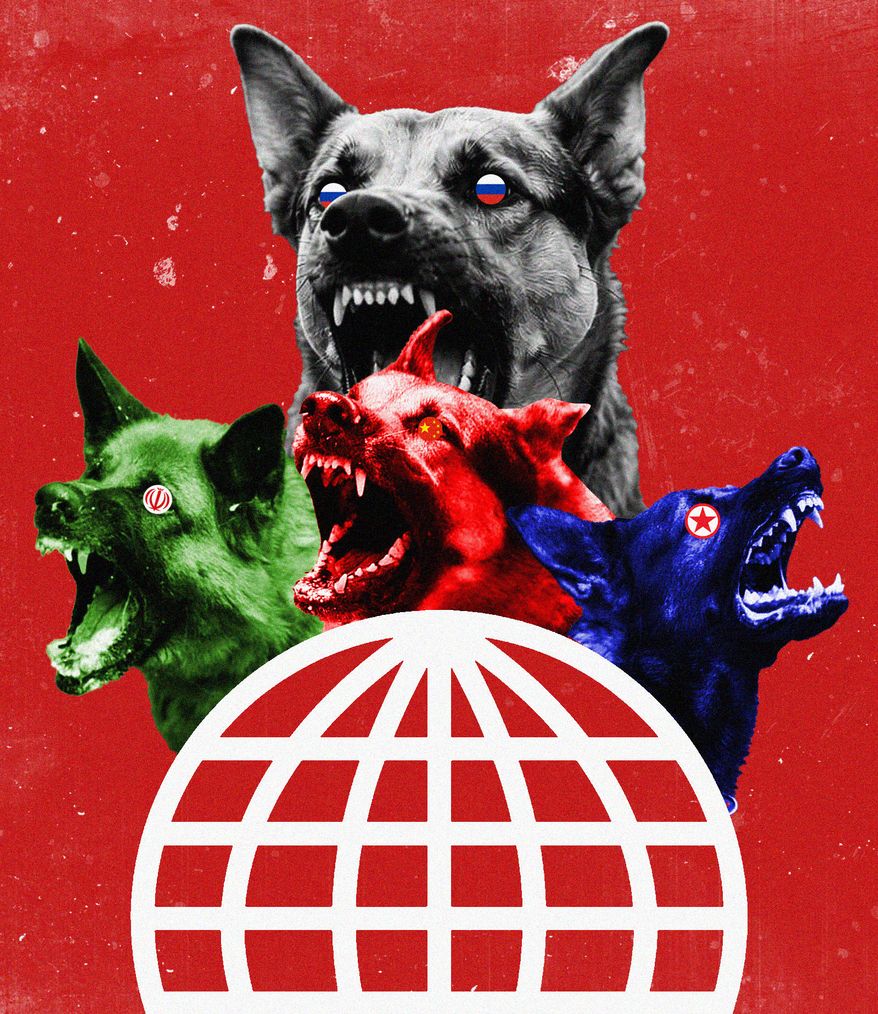Russia, China, Iran and North Korea alliance illustration by Linas Garsys / The Washington Times