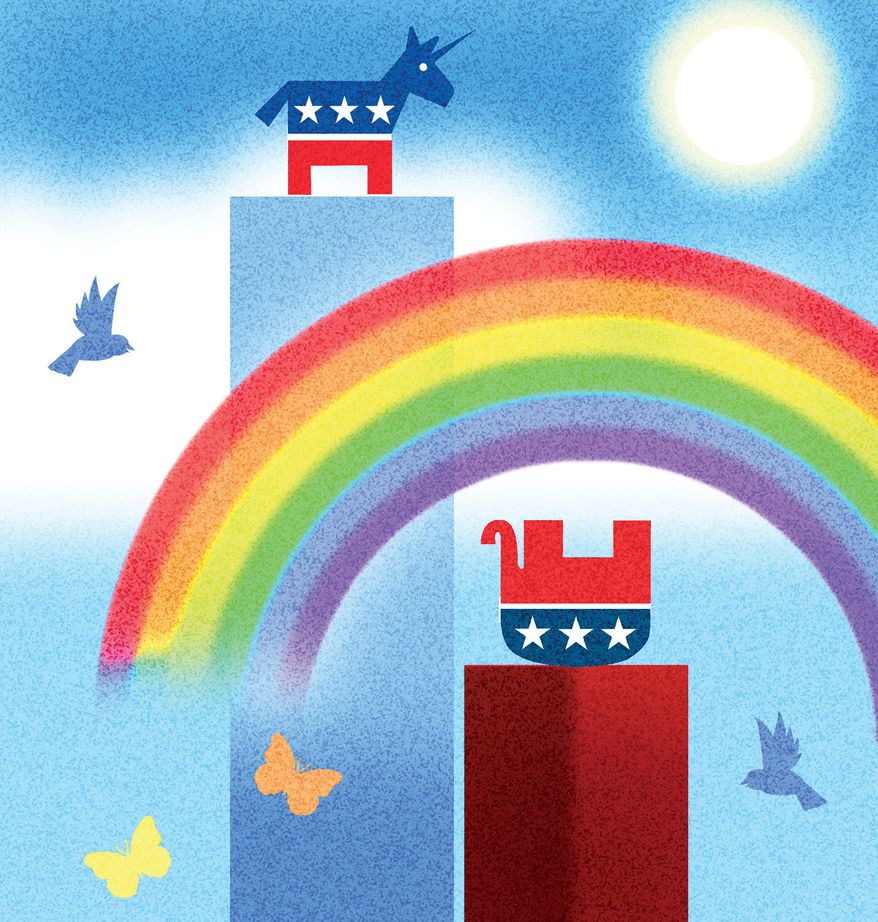 Democrats and Republican polling illustration by Alexander Hunter/The Washington Times