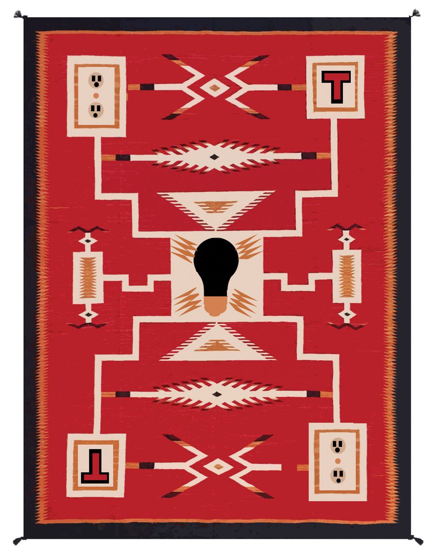 Native American communities and electrical power illustration by Alexander Hunter/The Washington Times