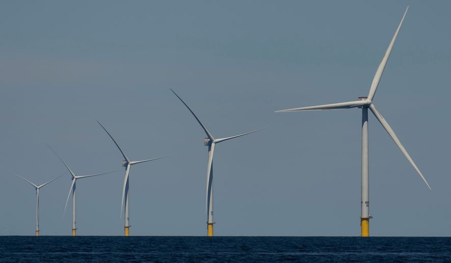 Wind turbines operate at Vineyard Wind 1 offshore wind farm off the coast of Massachusetts, July 19, 2025. (AP Photo/Carolyn Kaster, File)