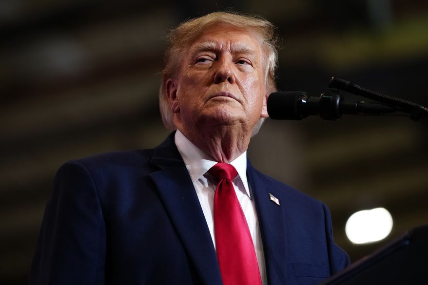 President Donald Trump speaks at a campaign rally at the T. Ed Garrison Arena, Wednesday, Oct. 21, 2026, in Pendleton, S.C. (AP Photo/Julia Demaree Nikhinson)