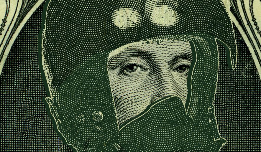 Funding the F-35B Lightning II fighter illustration by Linas Garsys / The Washington Times