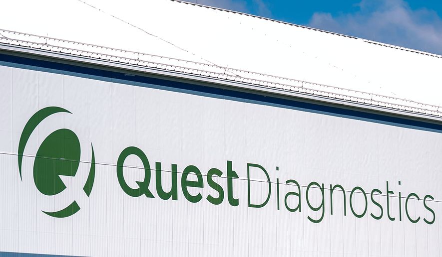 FILE - A Quest Diagnostics logo is seen on May 10, 2025, in East Rutherford, N.J. (AP Photo/Angelina Katsanis, File)