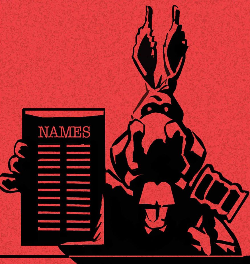 Democrats' persecutions and lawfare against opponents if they win election illustration by Alexander Hunter/The Washington Times