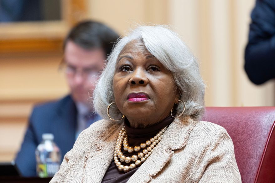 Virginia Senate President pro tempore Louise Lucas, D-Portsmouth, listens to debate on the Senate floor, Feb. 17, 2026, in Richmond, Va. (AP Photo/Ryan M. Kelly) **FILE**
