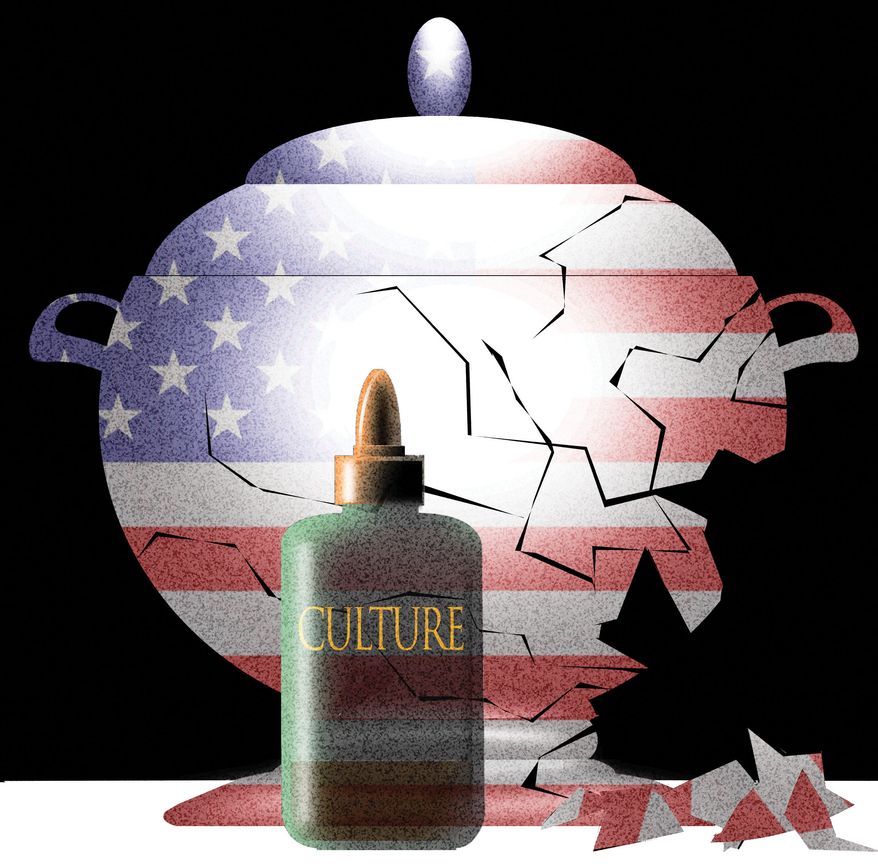 Shared common culture, the glue that holds the United States of America together illustration by Alexander Hunter/The Washington Times