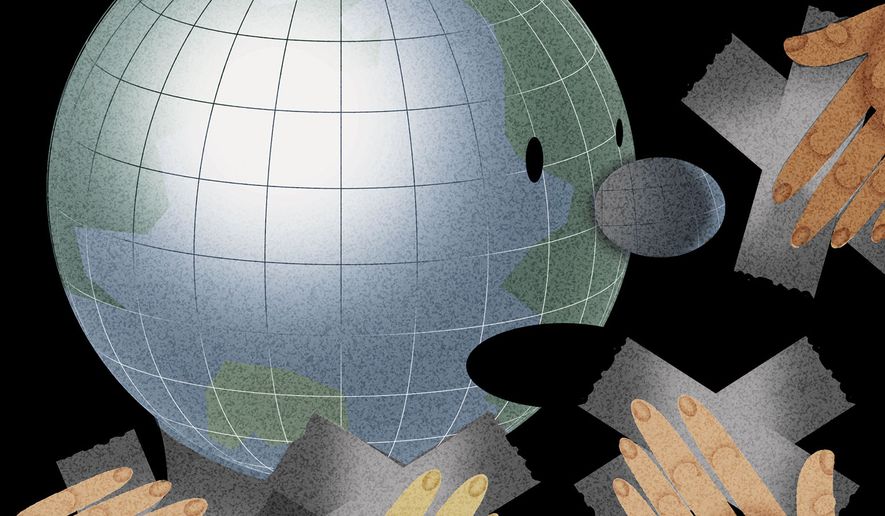 Fighting propaganda against democracy around the world illustration by Alexander Hunter/The Washington Times